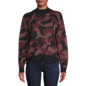 Time and Tru Women's Camo Mock Neck Sweater